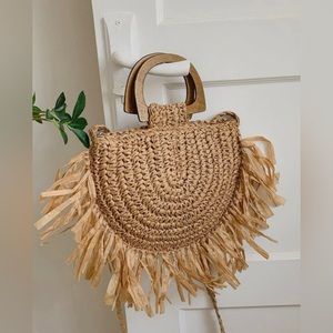 Mia Wynn Fringe Decor Straw Bag